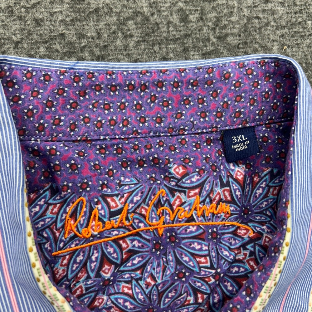 Robert Graham Flip Cuff Shirt Mens 3XL Multicolored Striped Long Sleeve - Picture 2 of 8